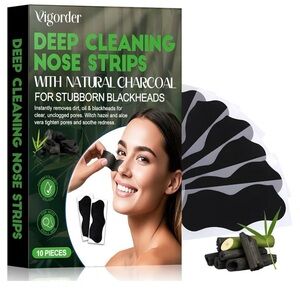 Vigorder Deep Cleaning Nose Strips - Black Charcoal (10 Pieces)*2